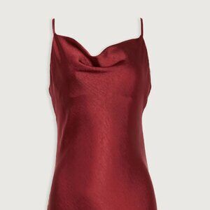 OAK + FORT Cowl Neck Slip Dress in Syrah - M